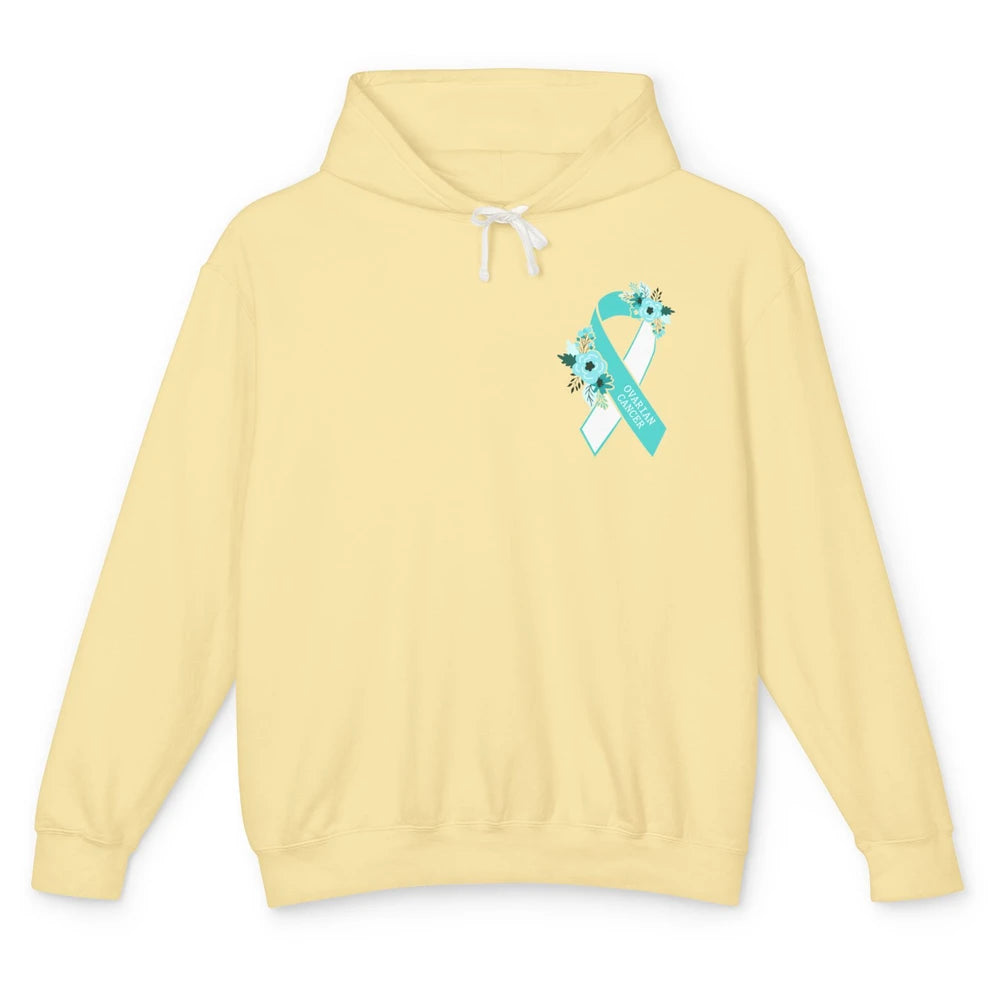 Ovarian Cancer Awareness Support Turquoise Ribbon Pocket Sz Unisex Lightweight Hoodie