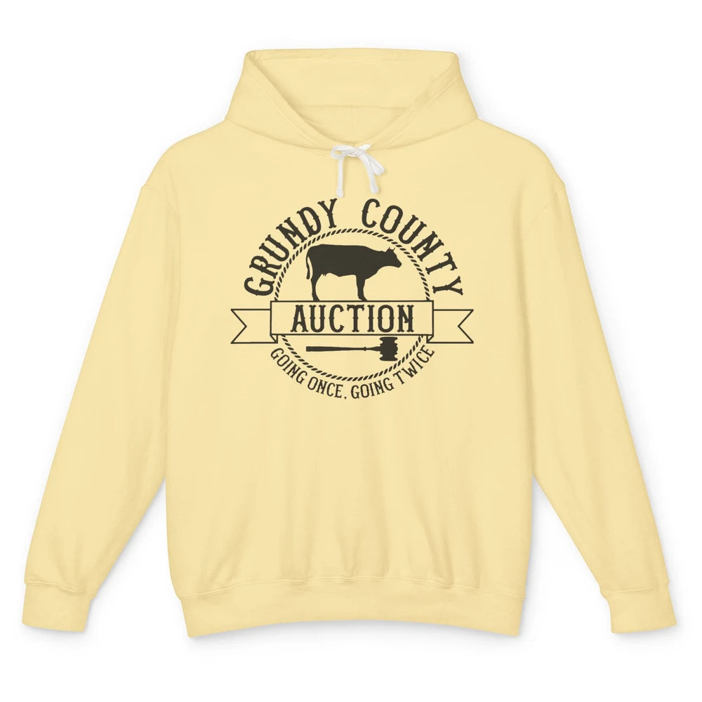 Retro Cow Cattle Grundy County Auction Western Country Farm Unisex Lightweight Hoodie