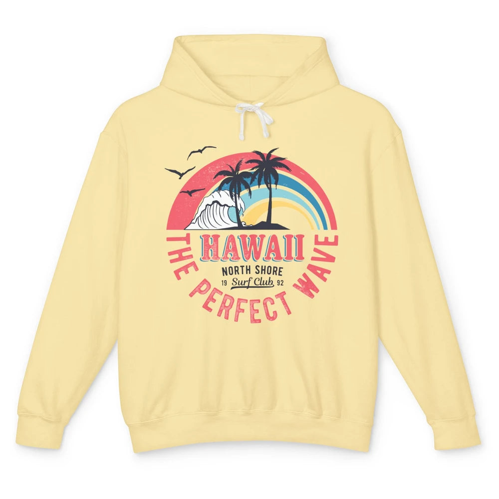 Retro Hawaii North Shore Surf Club Beach Palms Vintage 1980s Unisex Lightweight Hoodie