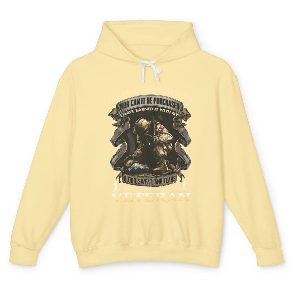 Proud American Veteran It Can't Be Heritated US Soldier Gift Unisex Lightweight Hoodie