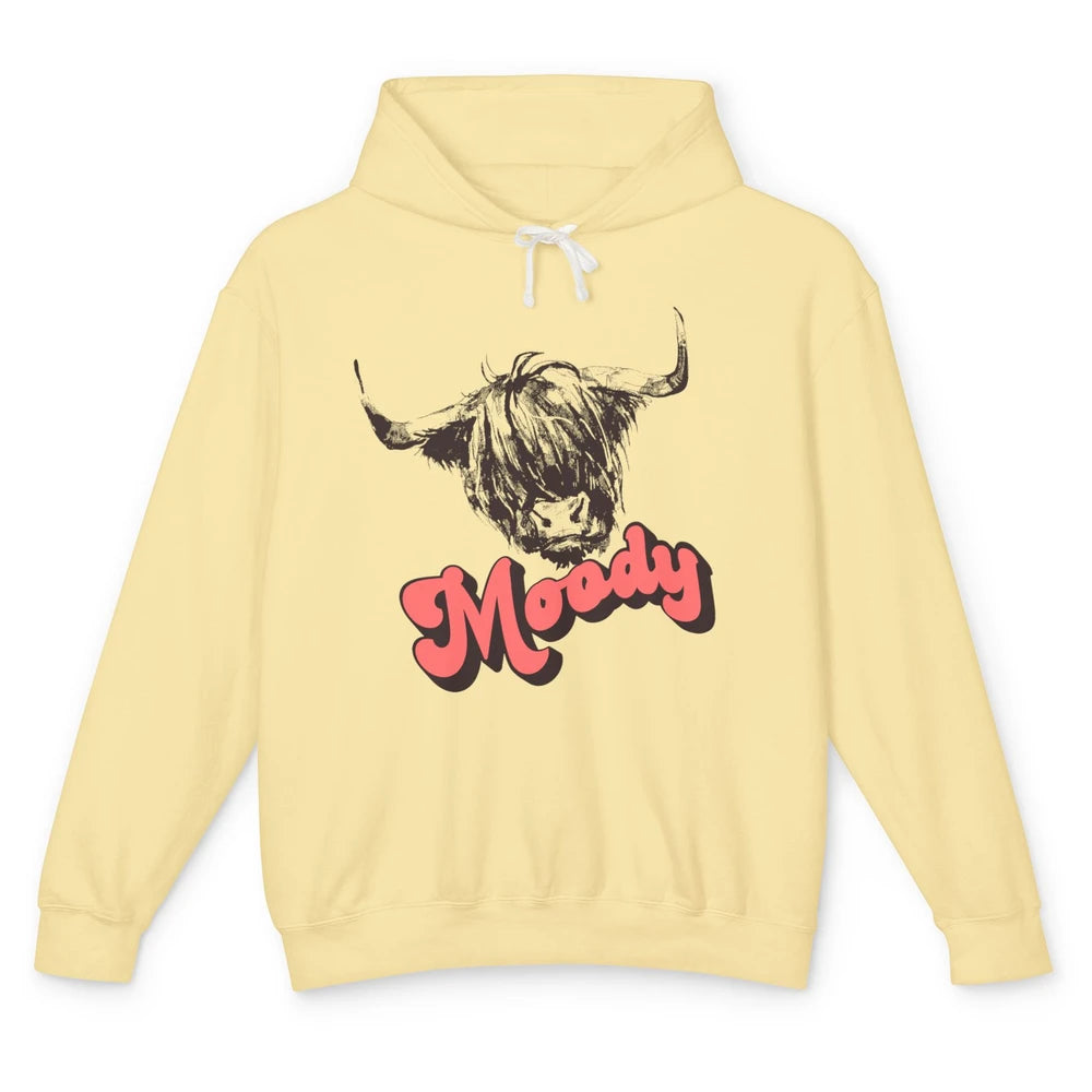 Retro Highland Heifer Moody Southern Cow Head Western Heifer Unisex Lightweight Hoodie
