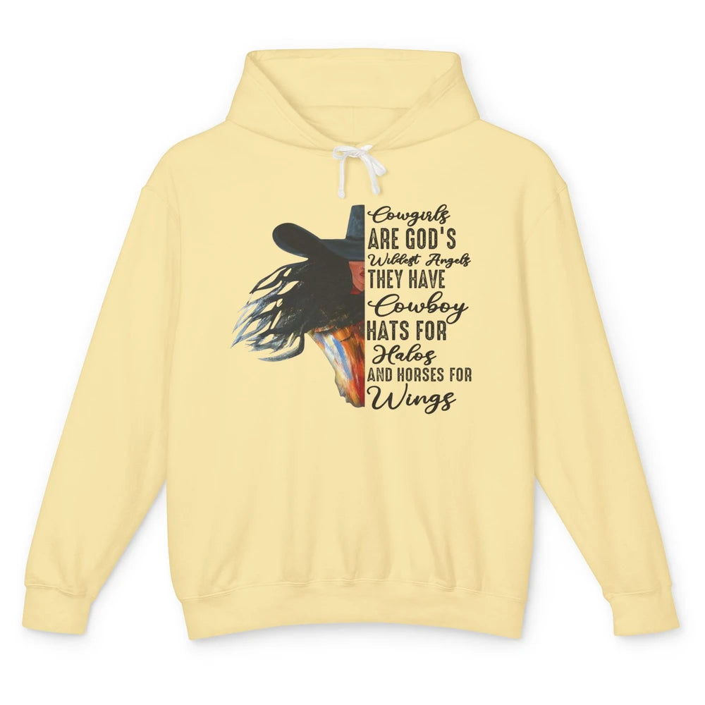 Retro Cowgirls Are God's Wildest Angel Western Country Rodeo Unisex Lightweight Hoodie
