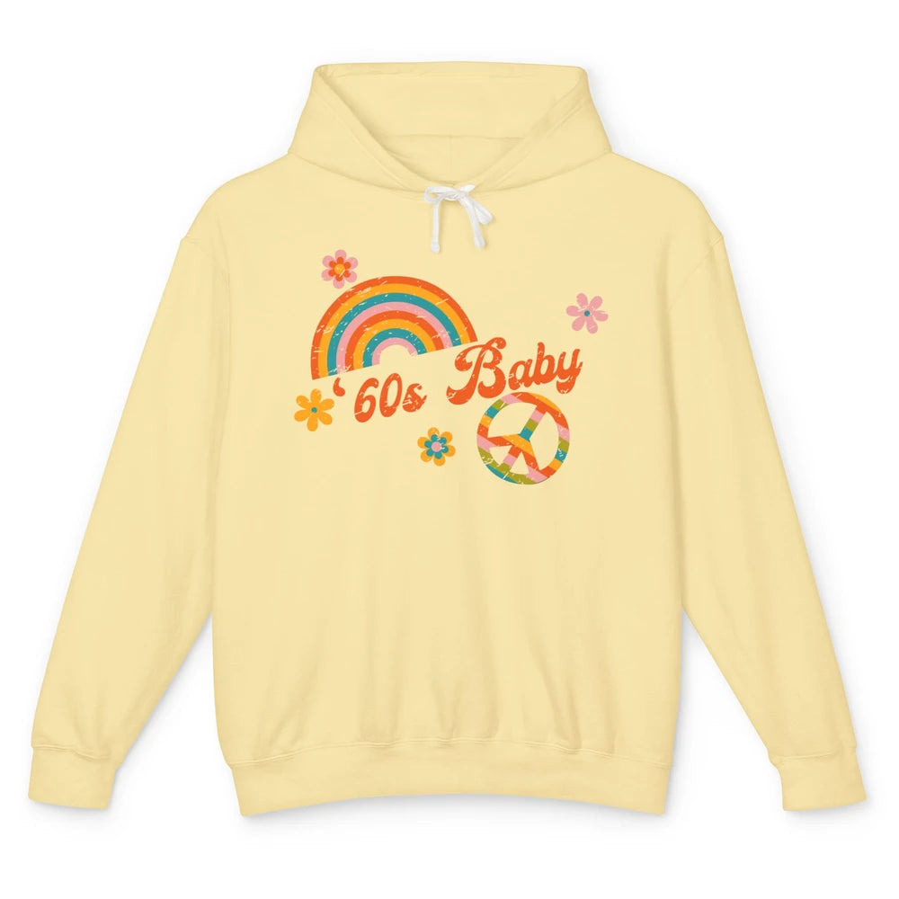 Retro Rainbow 60s Baby Made In 60s 1960s Born Birthday Day Unisex Lightweight Hoodie