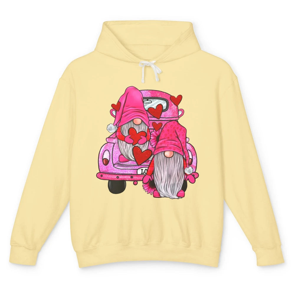 Pink Gnomes Truck Valentines Loads Of Love Western Valentine Unisex Lightweight Hoodie