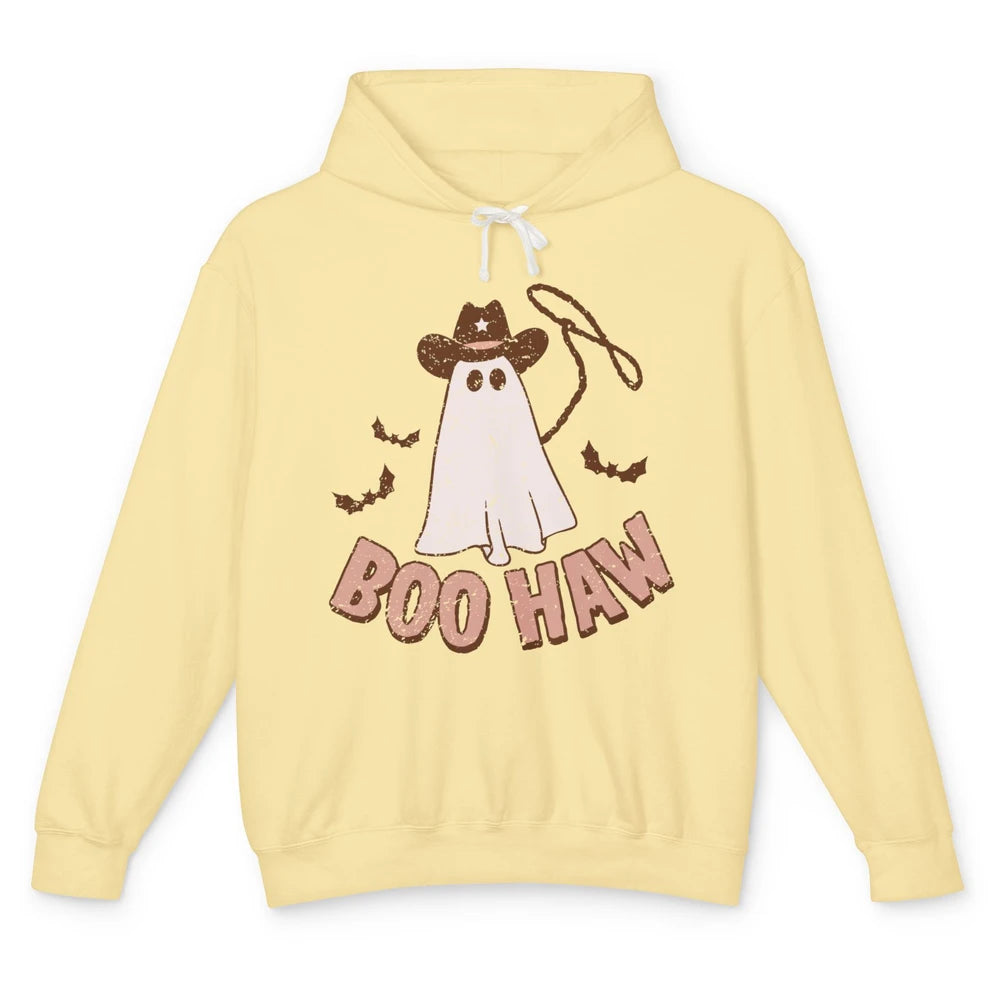 Retro Cowboo Boo Haw Ghost Fall Spooky Season Western Cowboy Unisex Lightweight Hoodie