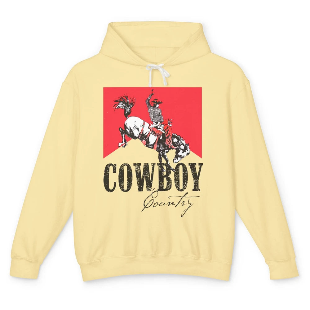Retro Cowboy Country Horseback Western Country Cowgirl Gift Unisex Lightweight Hoodie