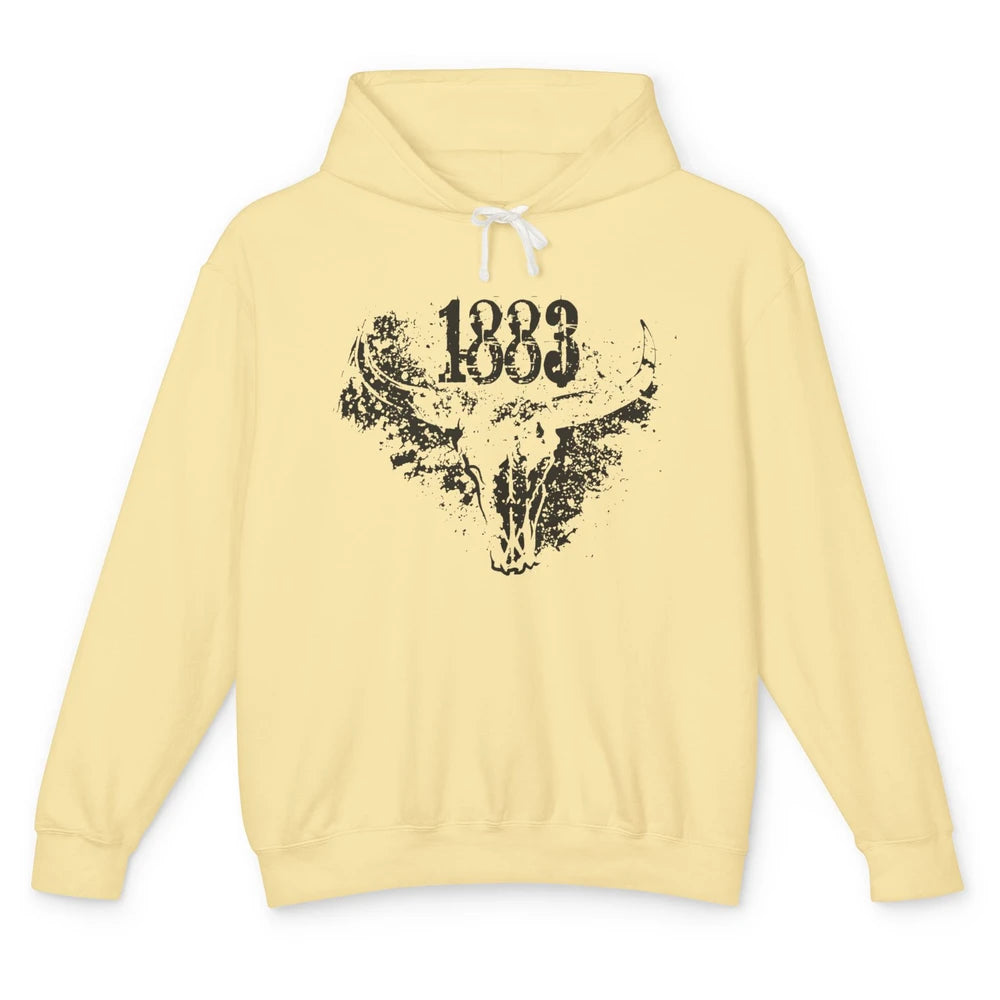 Retro Bull Skull 1883 Country Year Cowboys Western Country Unisex Lightweight Hoodie