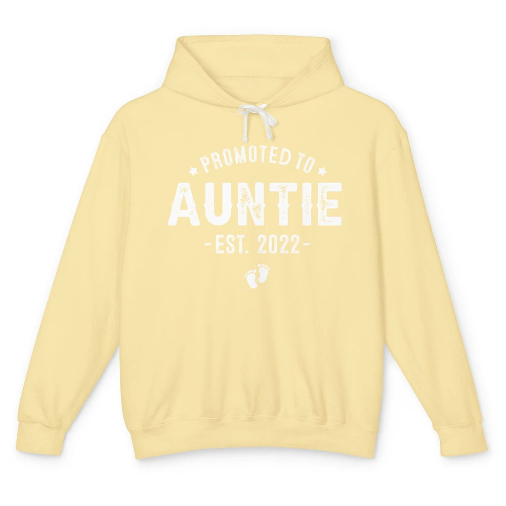Promoted To Auntie Est 2022 Auntie To Be Pregnancy Reveal Unisex Lightweight Hoodie