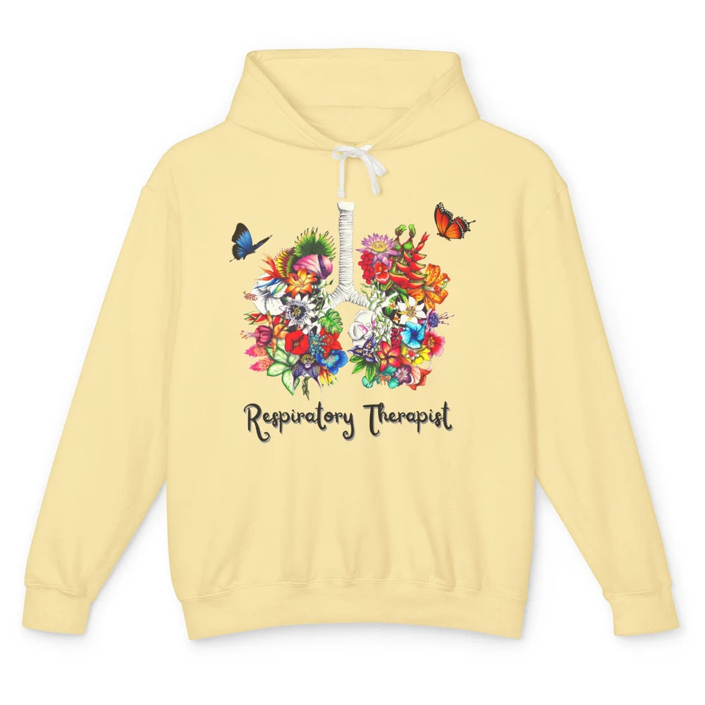 Respiratory Therapy Floral Lung Respiratory Therapist Gift Unisex Lightweight Hoodie