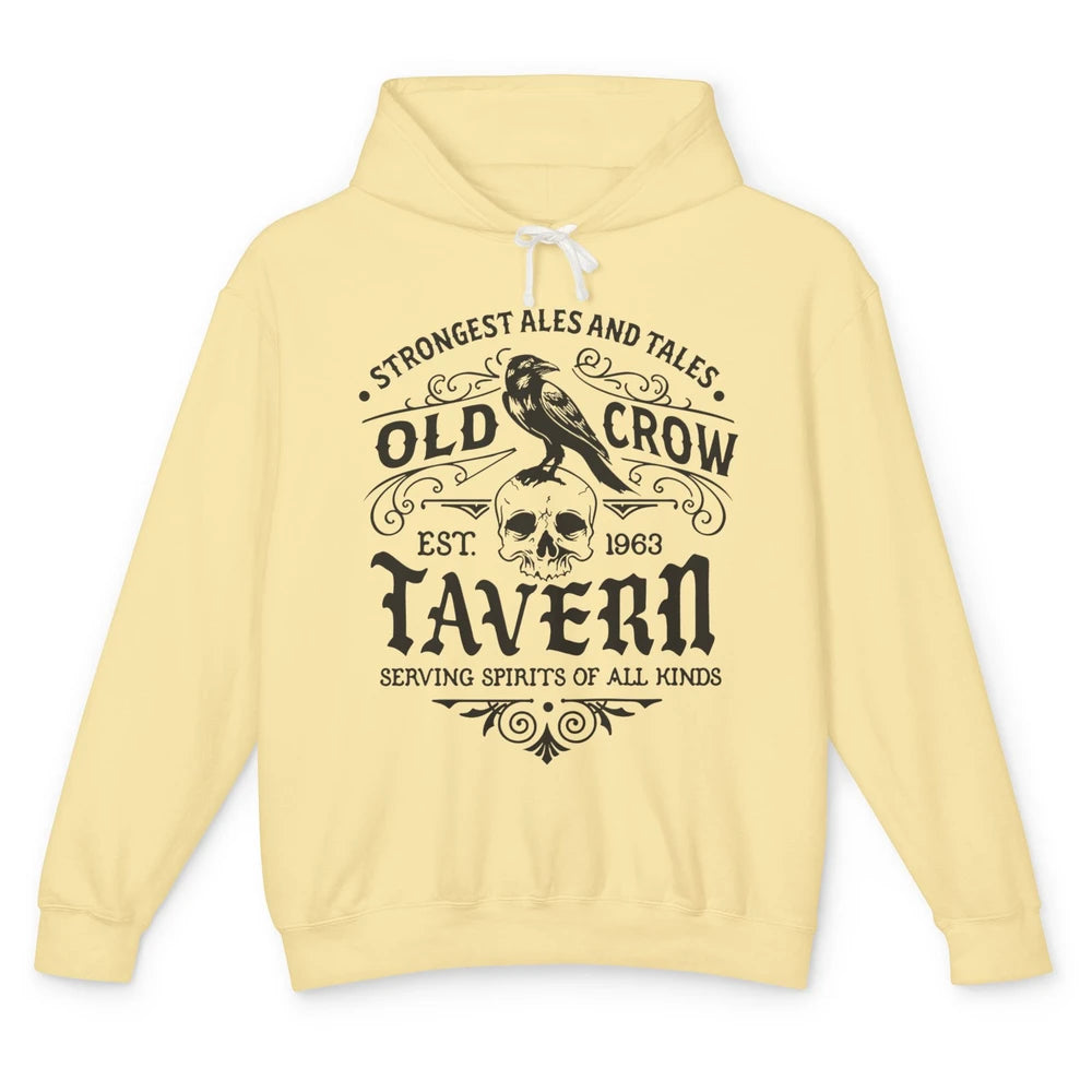 Old Crow Farmhouse Tavern Serving Spirit All Kinds Halloween Unisex Lightweight Hoodie