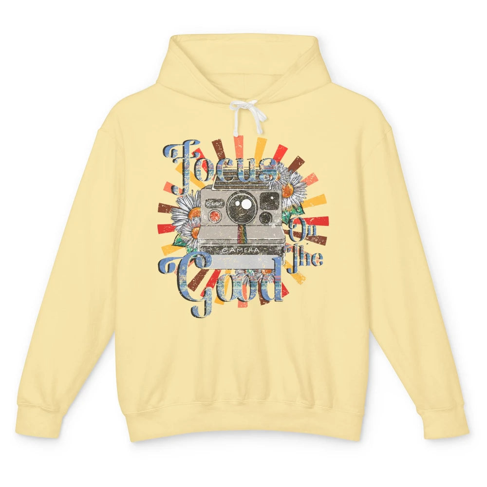 Photography Retro Camera Focus On The Good Photographer Life Unisex Lightweight Hoodie