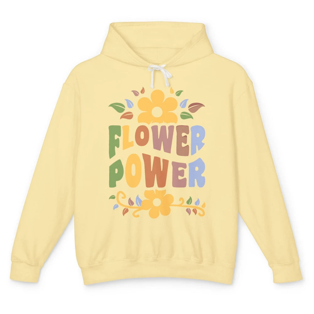 Retro 60s Groovy Flower Power 1960s Hippie Floral Positive Unisex Lightweight Hoodie