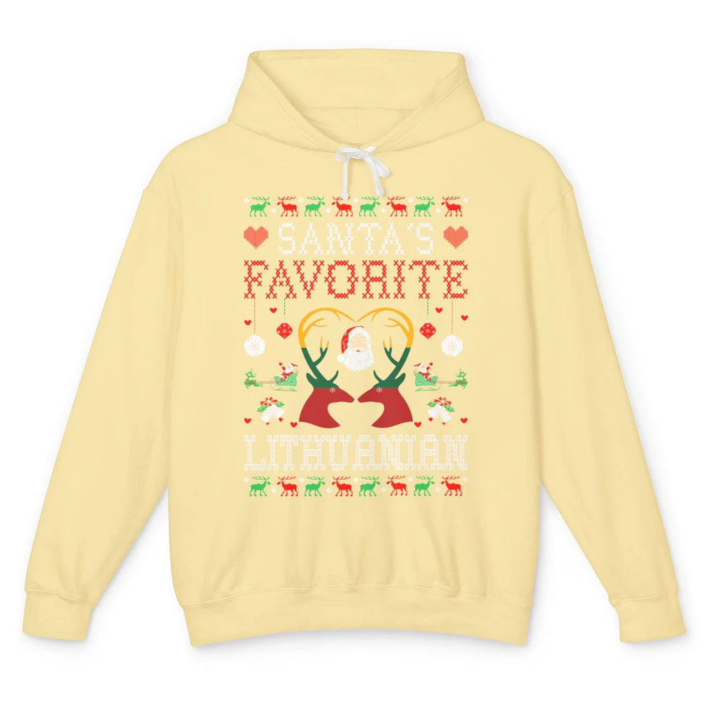 Merry Christmas Santa Favorite Lithuanian Xmas Ugly Santa Unisex Lightweight Hoodie