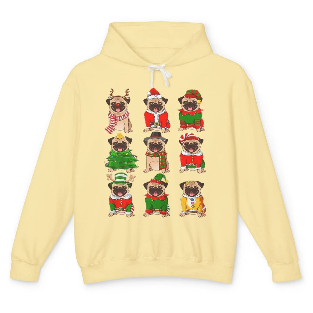 Pug Collection Christmas Santa Pug Dog Christmas Pugmas Unisex Lightweight Hoodie