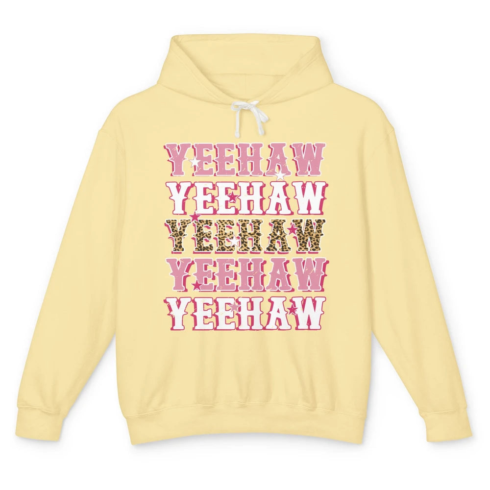 Retro Leopard Yeehaw Western Country Cowboy Cowgirl Costume Unisex Lightweight Hoodie
