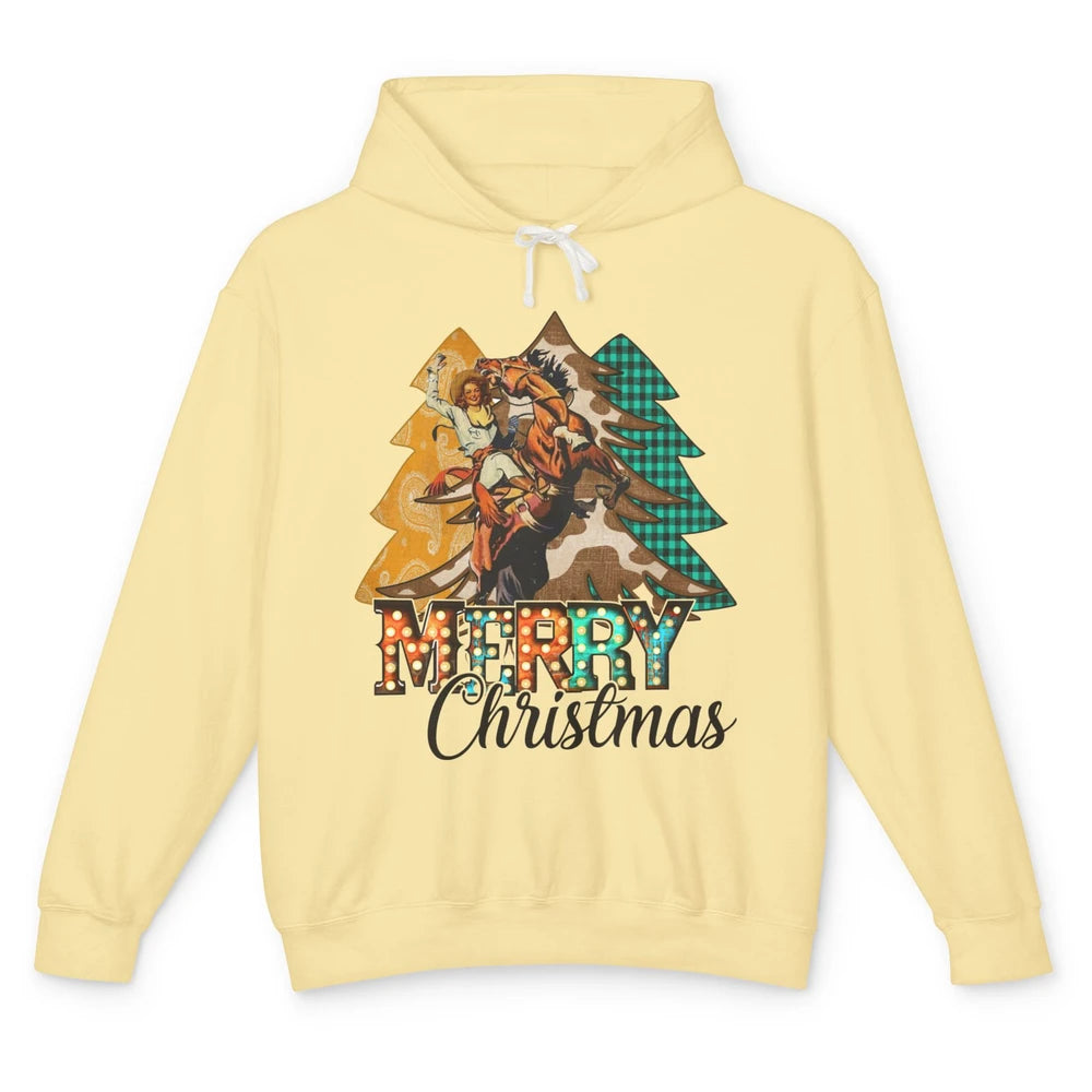 Rodeo Mom Cowgirl Christmas Tree Western Country Cowboy Gift Unisex Lightweight Hoodie