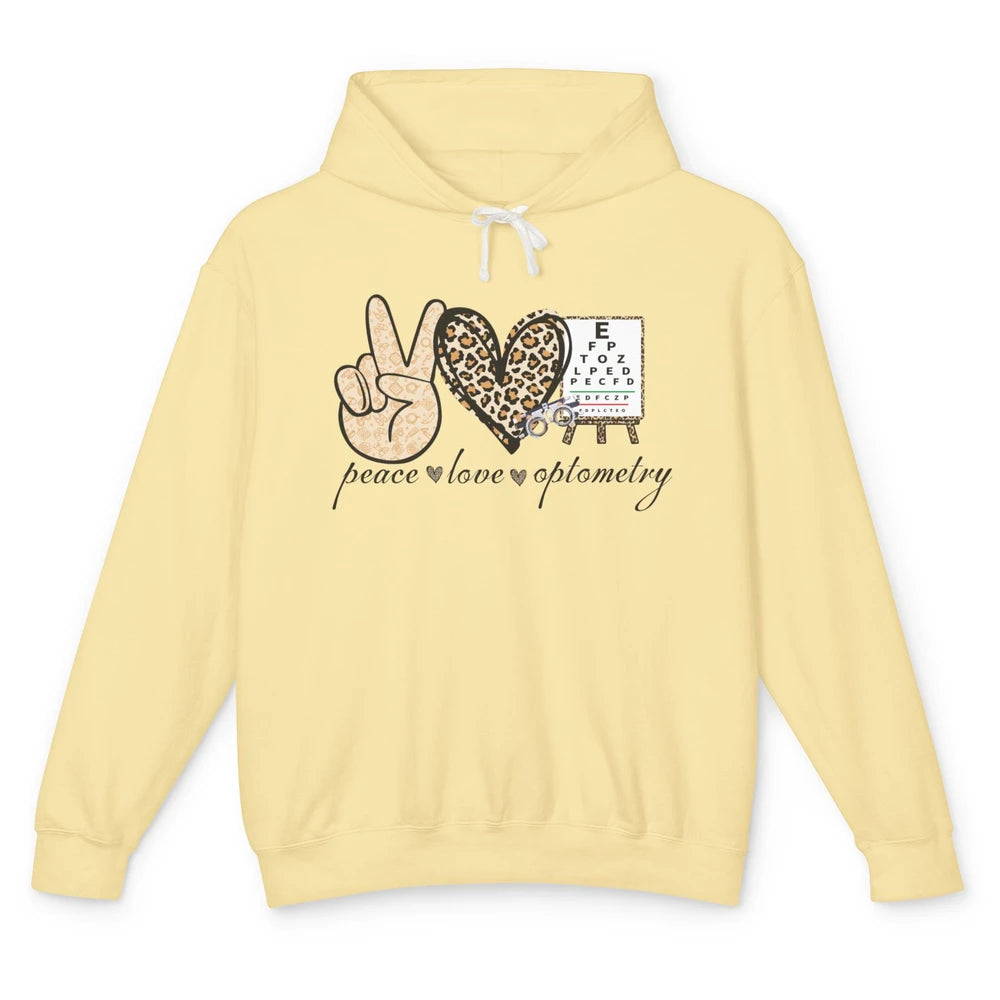 Peace Love Optometry Leopard Optometrist Optician Life Gift Unisex Lightweight Hoodie