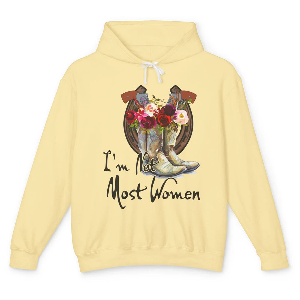 Retro Floral Cowgirl Boots I'm Not Most Women Western Cowboy Unisex Lightweight Hoodie