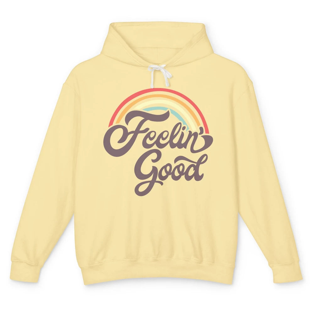 Retro Rainbow Feeling Good Hippie Summer Vintage Positive Unisex Lightweight Hoodie