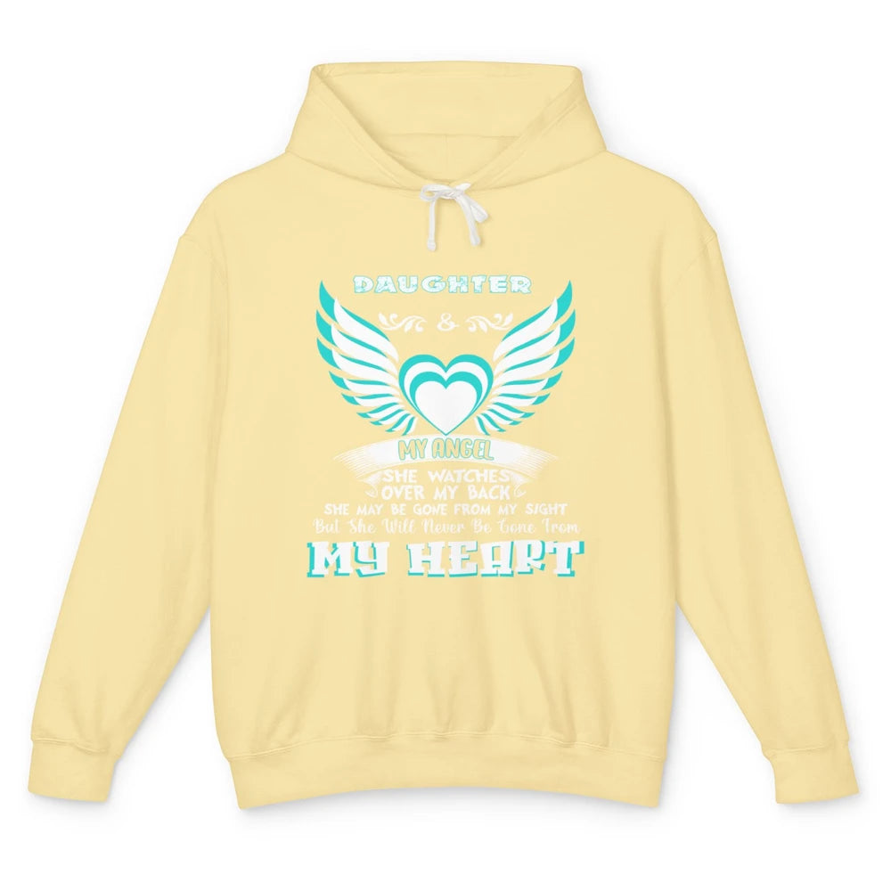 Angel Guardian She Watch Over My Back My Daughter In Heaven Unisex Lightweight Hoodie