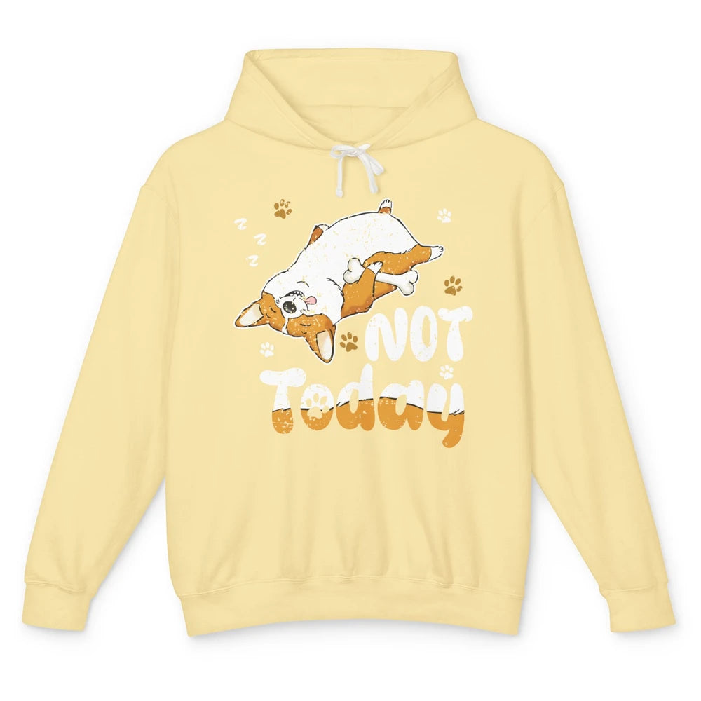 Retro Lazy Corgi Not Today World Lazy Day Corgi Dog Lovers Unisex Lightweight Hoodie