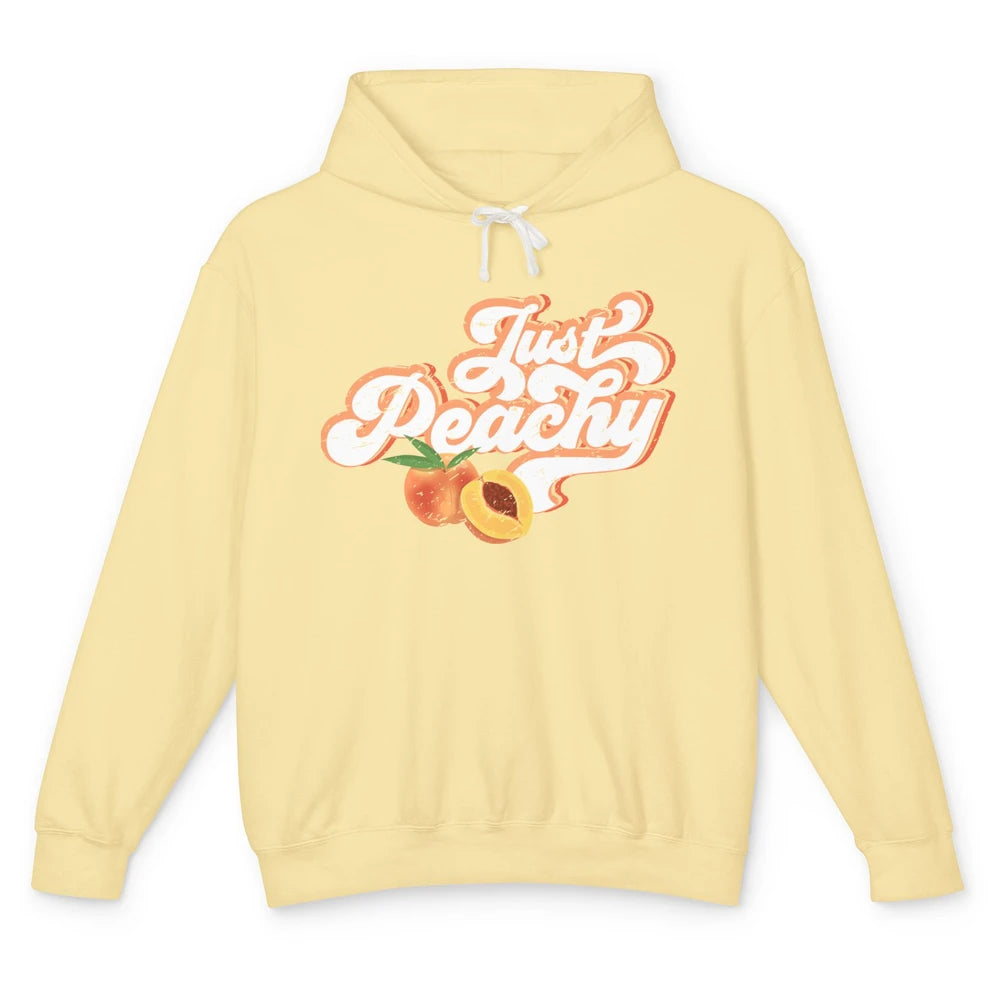 Retro Just Peachy Retro 70s Georgia Peaches Summer Fruit Unisex Lightweight Hoodie