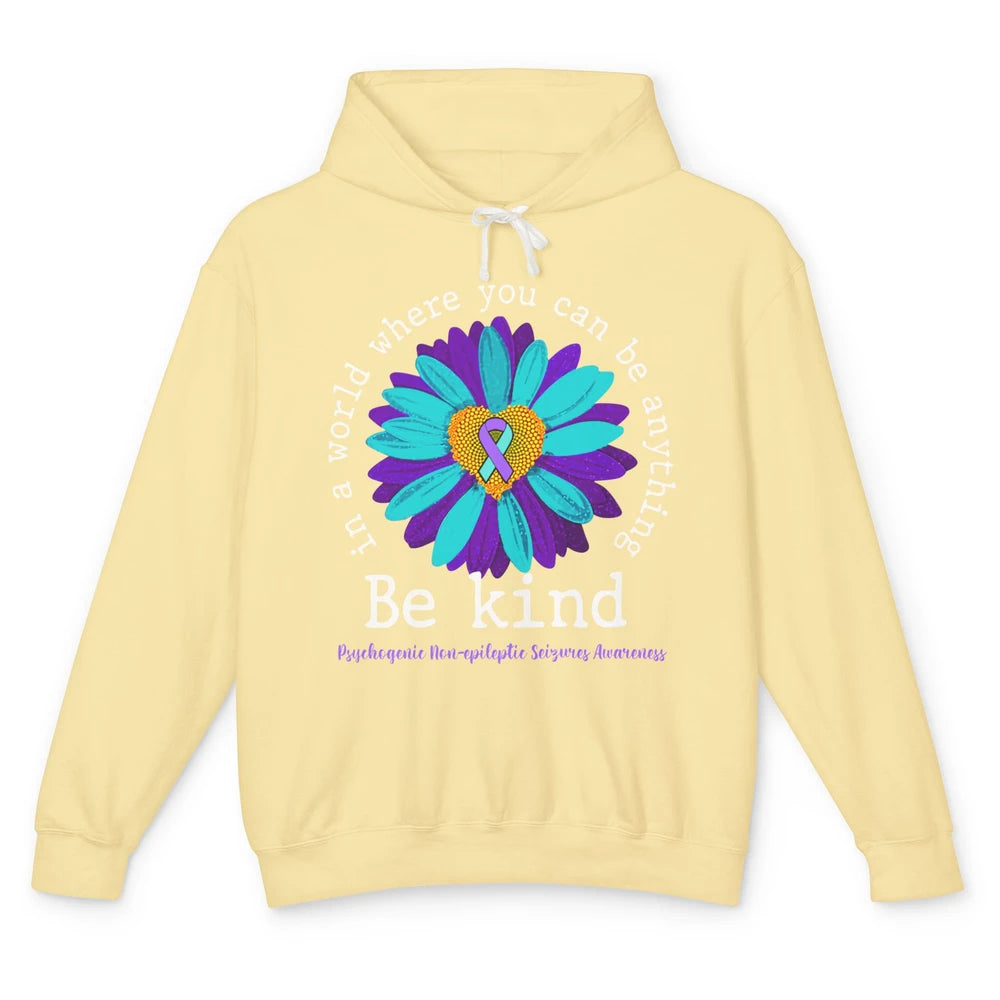 PNES Awareness Purple Teal Ribbon Sunflower Be Kind Unisex Lightweight Hoodie