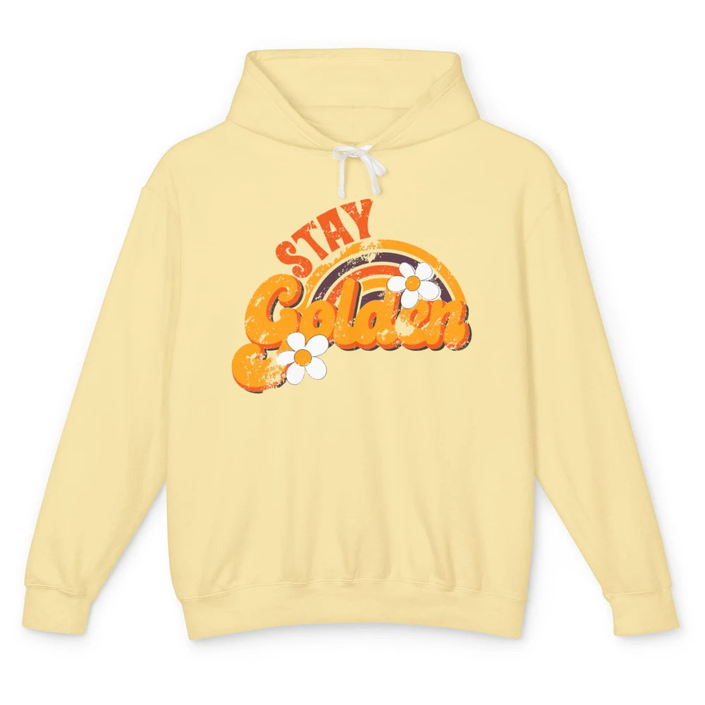 Retro Daisy Rainbow Stay Golden Summer Vintage Positive Life Unisex Lightweight Hoodie