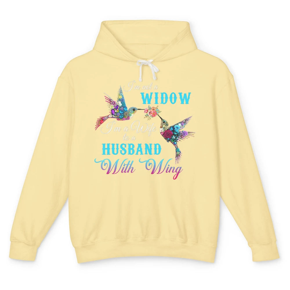 Not Widow Wife Of Husband In Heaven Angel With Wings Birds Unisex Lightweight Hoodie