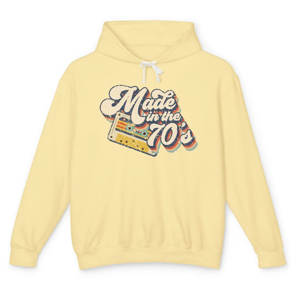 Retro Cassette Made In The 70's 1970s Born Birthday Day Gift Unisex Lightweight Hoodie