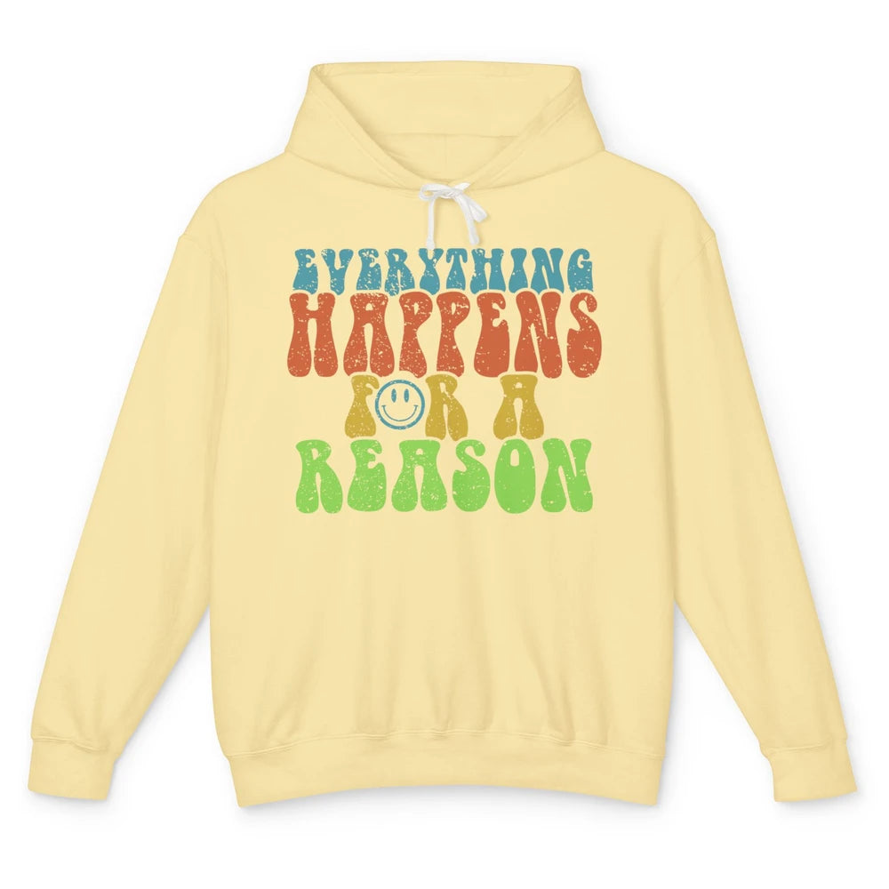 Retro Everything Happens For A Reason Mental Health Peace Unisex Lightweight Hoodie