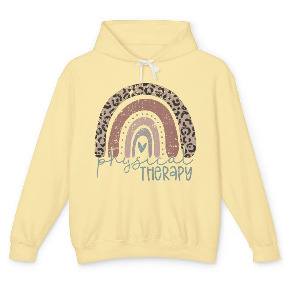 Retro Physical Therapy Rainbow Physical Therapist PT Leopard Unisex Lightweight Hoodie