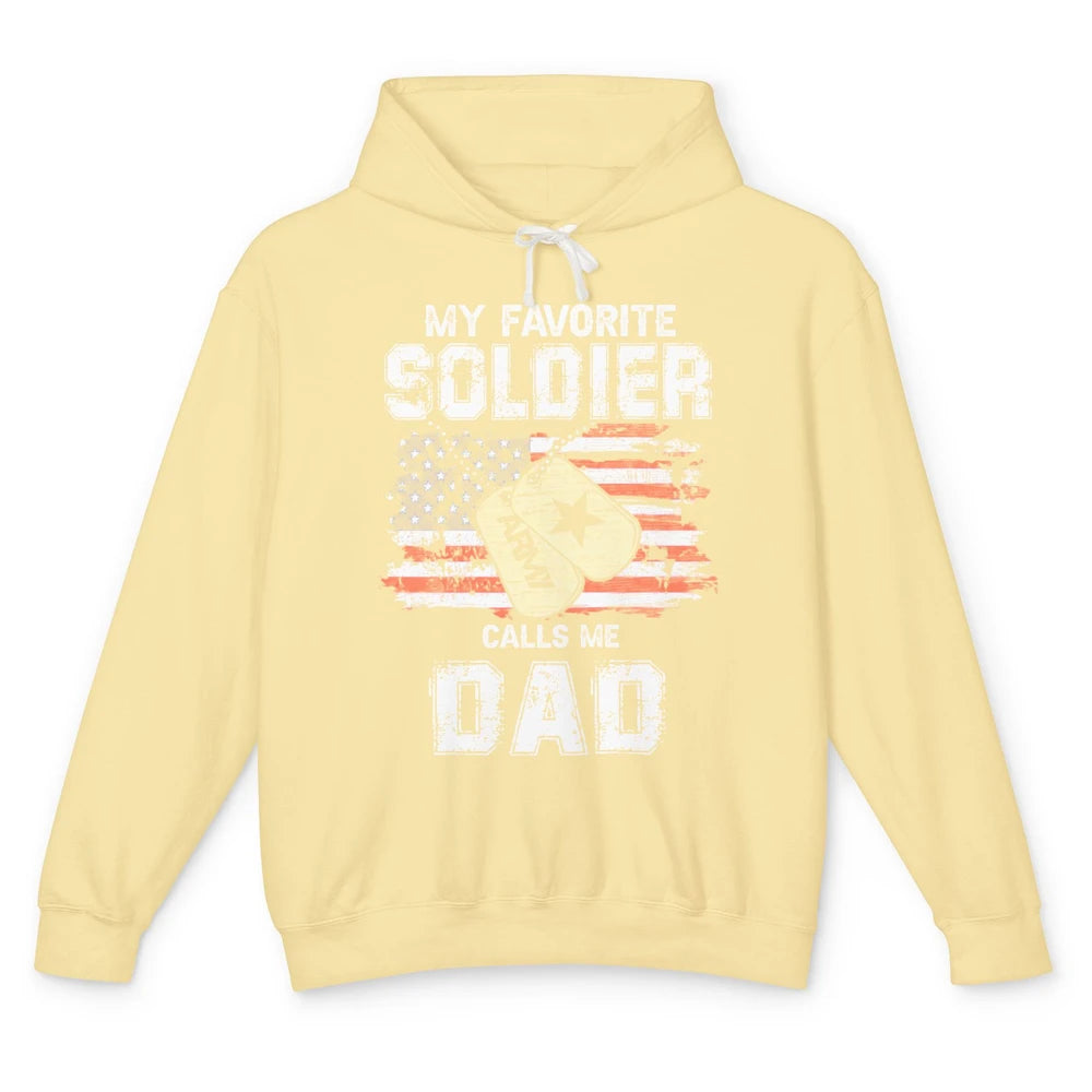My Favorite Soldier Calls Me Dad US Army Military US Flag Unisex Lightweight Hoodie