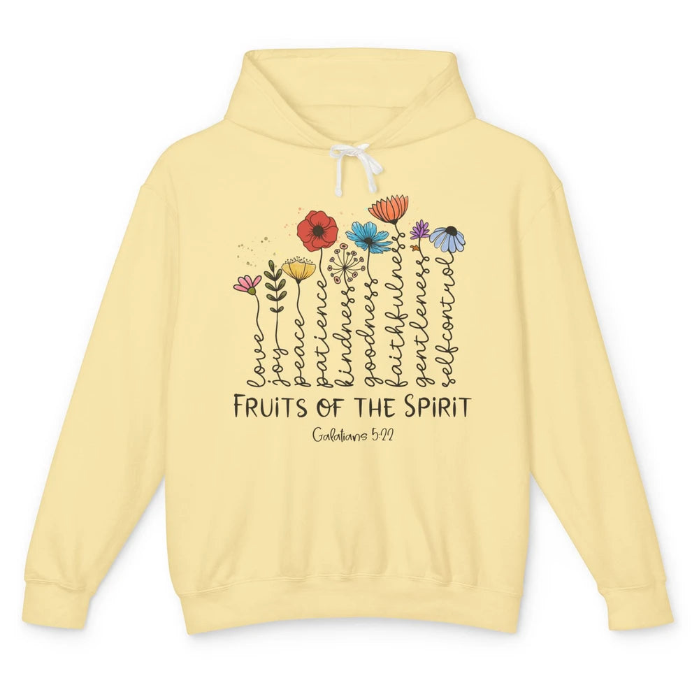 Flower Christian Fruits Of The Spirit Bible Verse Religious Unisex Lightweight Hoodie