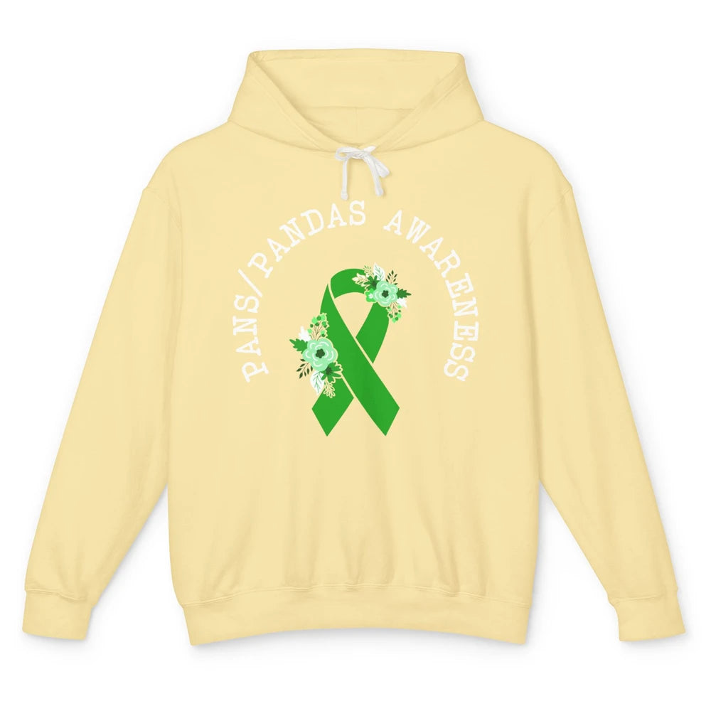 PANS/PANDAS Awareness Floral Green Ribbon Pans Disease Unisex Lightweight Hoodie