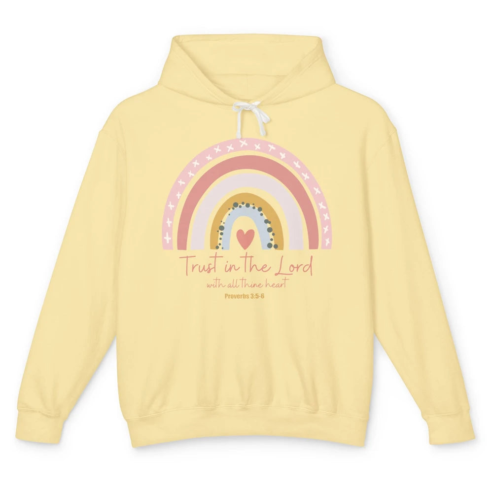 Rainbow Trust In The Lord With All Heart Christian Religious Unisex Lightweight Hoodie