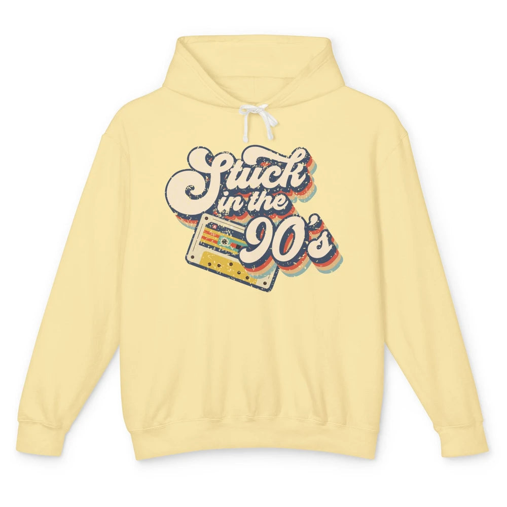 Retro Cassette Stuck In The 90s 1990s Born Birthday Day Gift Unisex Lightweight Hoodie