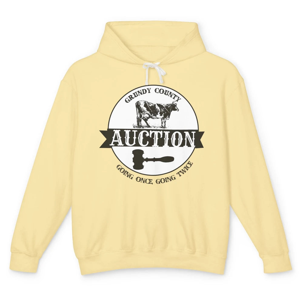 Retro Cow Cattle Grundy County Auction Western Country Farm Unisex Lightweight Hoodie