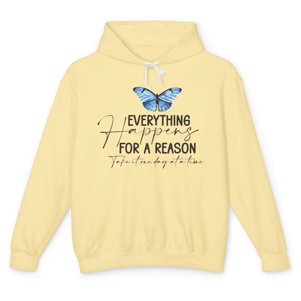 Retro Groovy Everything Happens For A Reason Inspirational Unisex Lightweight Hoodie