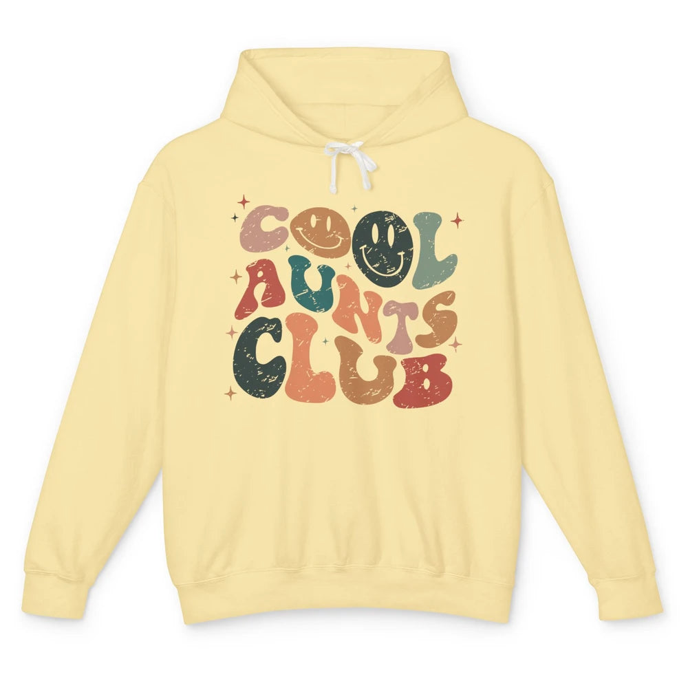 Retro Cool Aunts Club Funny Smiling Face Auntie Sister Gift Unisex Lightweight Hoodie