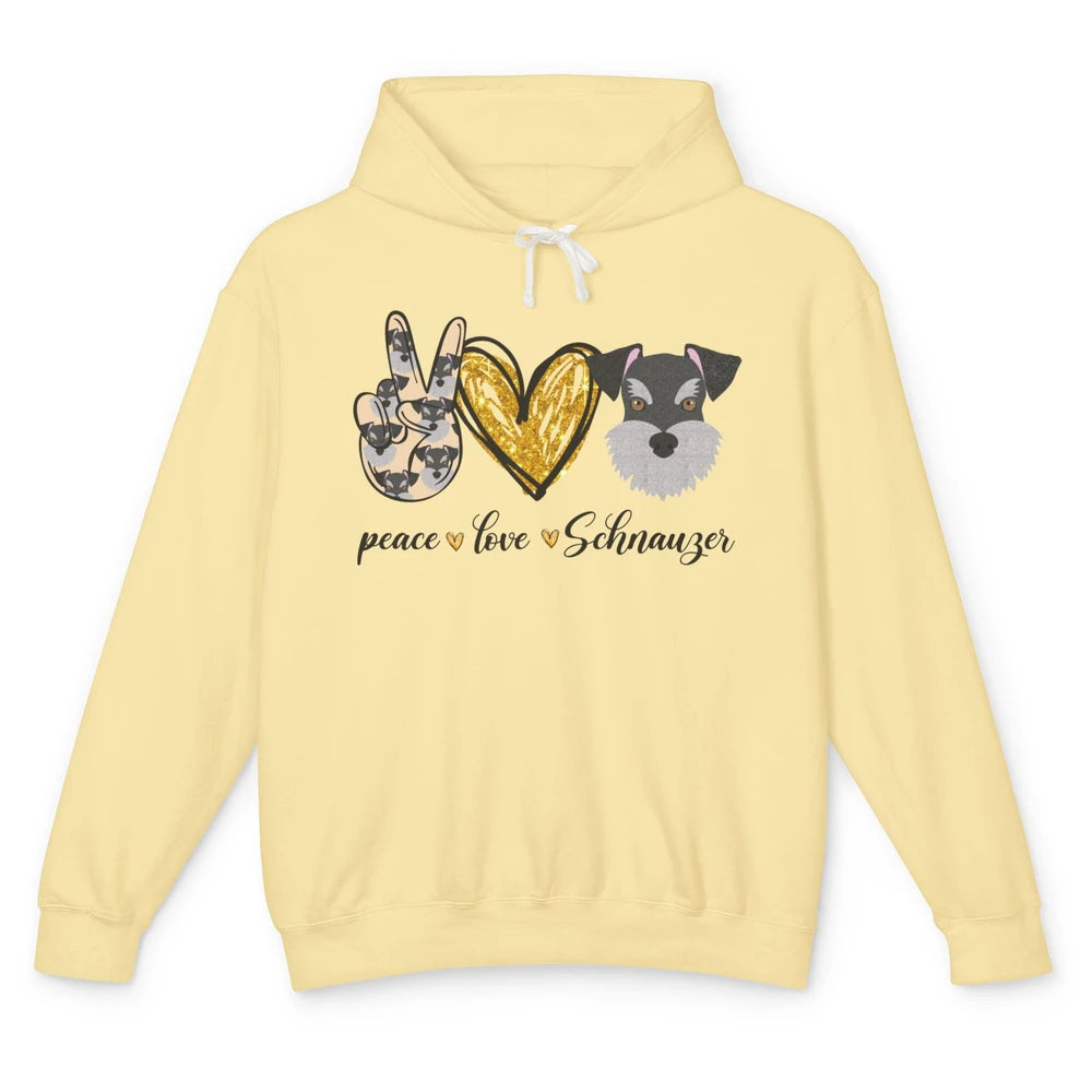 Peace Love Schnauzer Dog Lover Schnauzer Dad Mom Gift Unisex Lightweight Hoodie