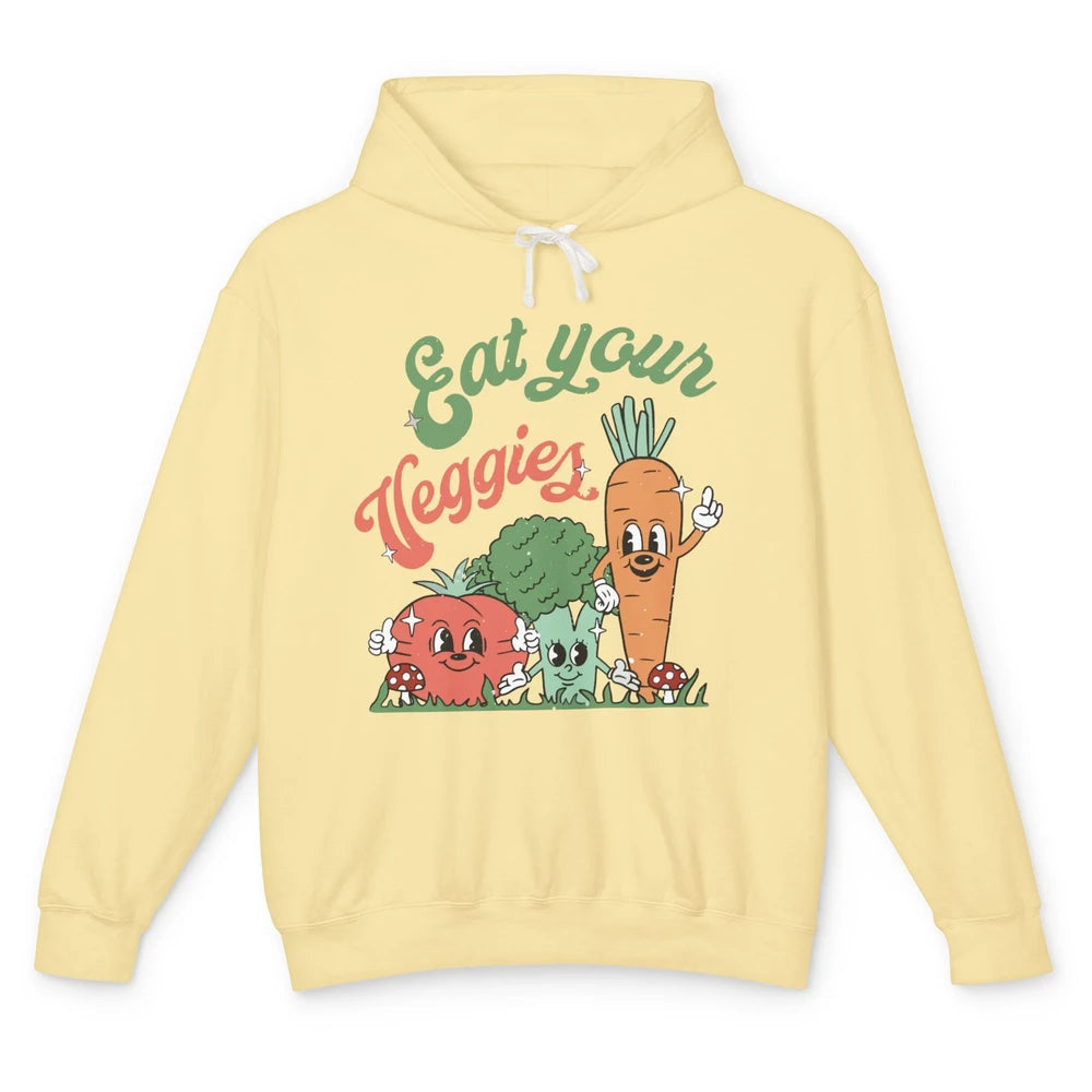 Retro Farm Fruit Eat Your Veggies Tomato Carrot Vegan Farmer Unisex Lightweight Hoodie