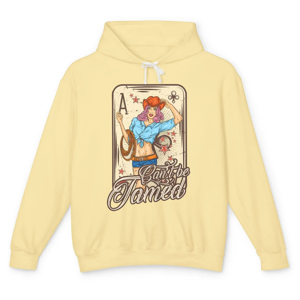Retro Cowgirl Card Can't Be Tamed Western Country Midwest Unisex Lightweight Hoodie