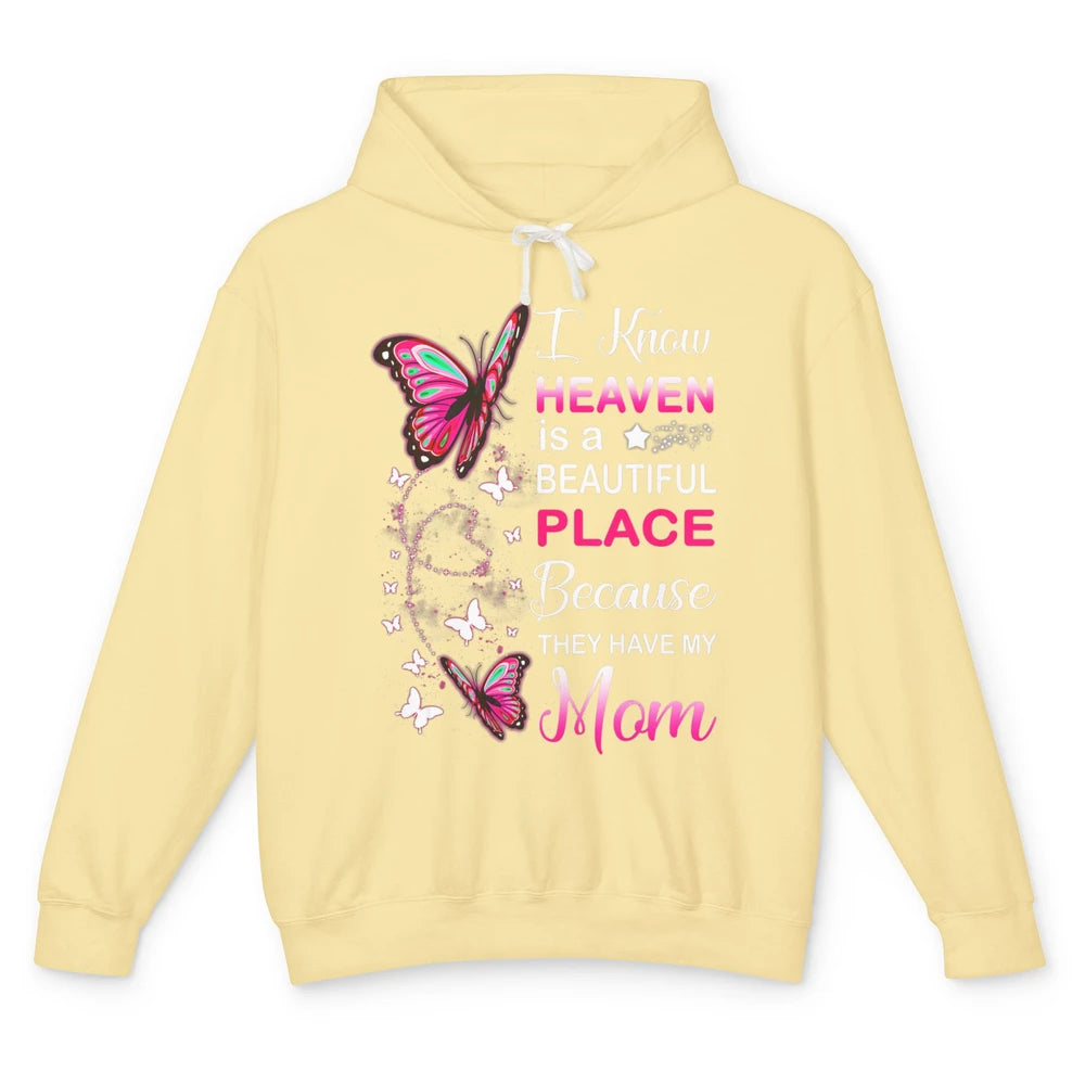 My Mom In Heaven Angel Wings Mother Memories Butterflies Unisex Lightweight Hoodie