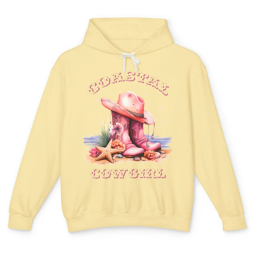 Retro Cowgirl Boots Coastal Cowgirl Western Country Beach Unisex Lightweight Hoodie