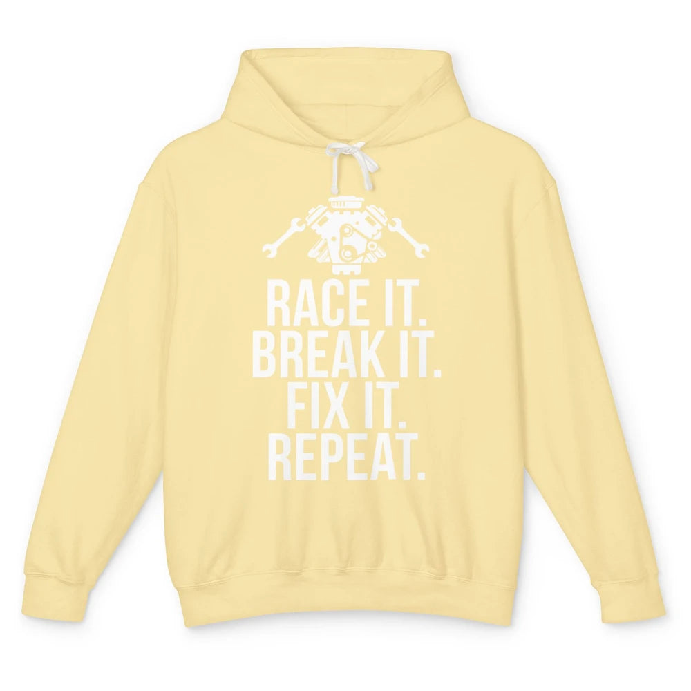 Race Break Fix It Dirt Racing Retro Sprint Car Speed Truck Unisex Lightweight Hoodie