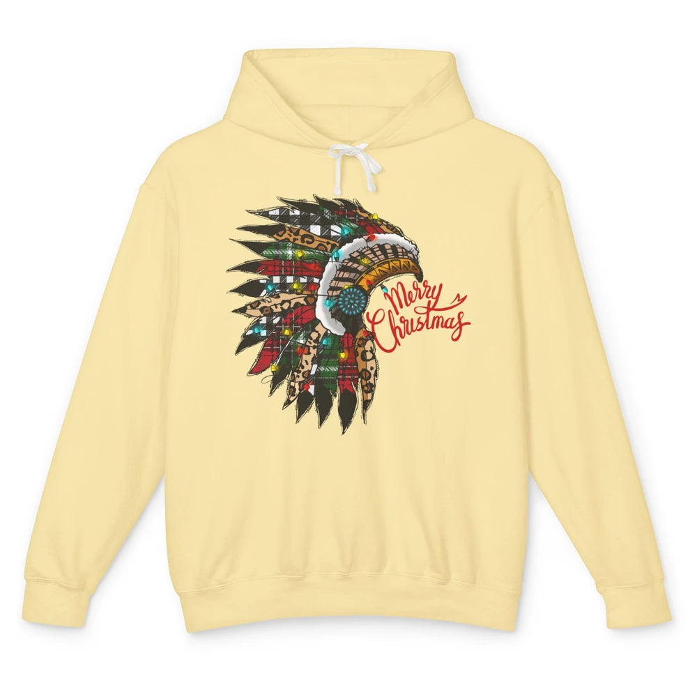 Christmas Headdress Indian Hat Leopard Western Christmas Unisex Lightweight Hoodie
