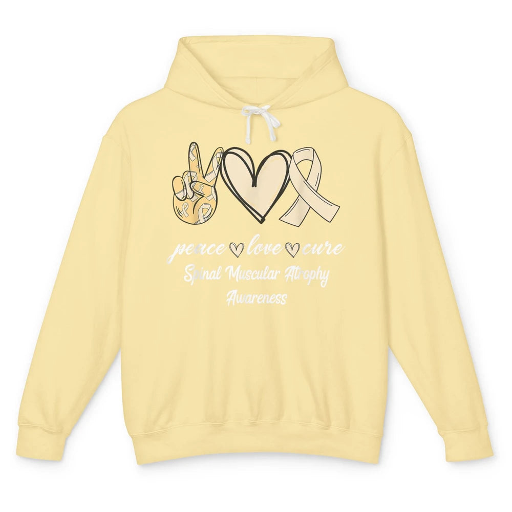 Peace Love Cure Cream Ribbon Spinal Muscular Atrophy SMA Unisex Lightweight Hoodie
