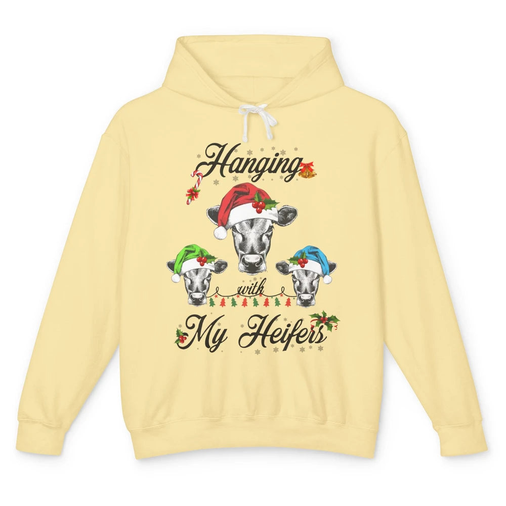 Funny Hanging With My Heifers Santa Heifer Christmas Costume Unisex Lightweight Hoodie