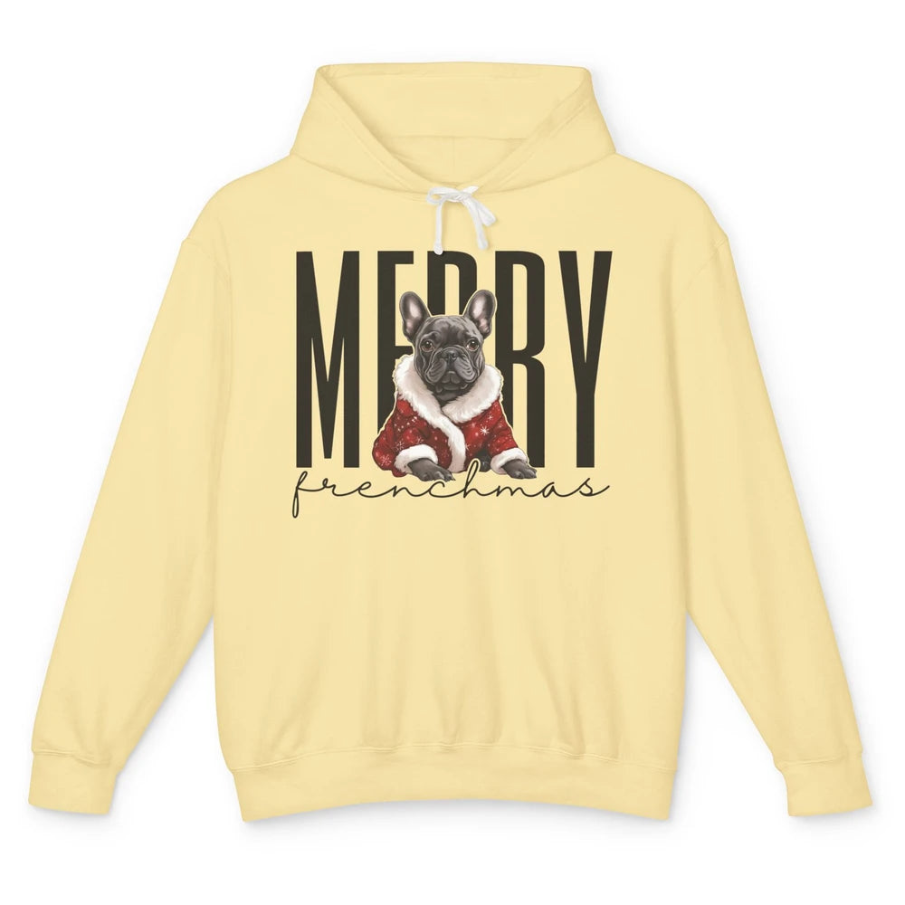 Funny French Bulldog Merry Frenchmas Christmas Dog Mom Unisex Lightweight Hoodie